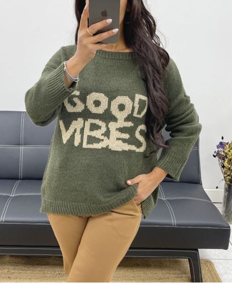 GOOD VIBES PULLOVER AH250264 MILITÄRGRÜN