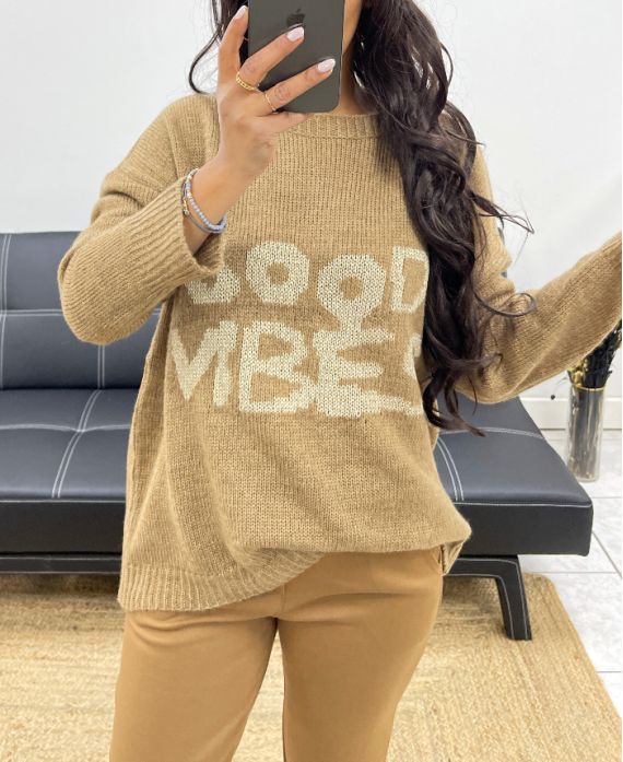 GOOD VIBES SWEATER AH250264 CAMEL