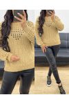 PULLOVER AJOURE AH250258 CAMEL