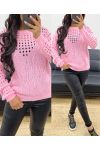 DURCHBROCHENER PULLOVER AH250258 ROSA