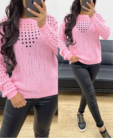 MAGLIONE TRAFORATO AH250258 ROSA