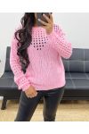 MAGLIONE TRAFORATO AH250258 ROSA