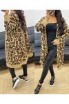 GILET LONG LEOPARD AH250229 CAMEL