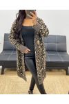 GILET LONG LEOPARD AH250229 TAUPE