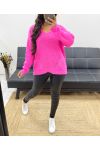 WEICHER DURCHBROCHENER PULLOVER AW885 PINK