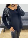 STRASS SEAMLESS STRICKPULLOVER AH250205 SCHWARZ