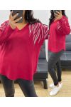 RHINESTONE SEAMLESS KNIT SWEATER AH250205 BURGUNDY