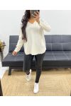 RHINESTONE SEAMLESS KNIT SWEATER AH250205 BEIGE