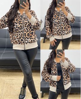 CHAQUETA AH250255I3 LEOPARDO CON CREMALLERA