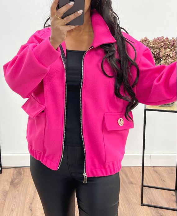 2-POCKET ZIP-UP JACKET AH250245 FUSHIA