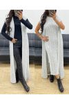 LONG CABLE KNIT CARDIGAN AH250239 LIGHT GREY