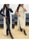 LONG CABLE KNIT CARDIGAN AH250239 BEIGE