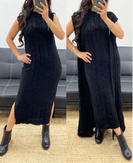 SLEEVELESS KNITTED DRESS AH250234 BLACK