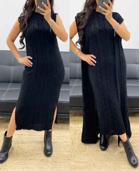 SLEEVELESS KNITTED DRESS AH250234 BLACK