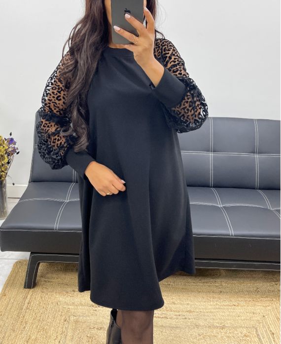 ROBE MANCHE FANTAISIE AH250281 NOIR