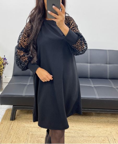 ROBE MANCHE FANTAISIE AH250281 NOIR