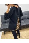 PULL-TUNIC + LEOPARD OPEN BACK BROOCH AH250282 BLACK