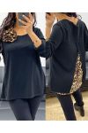 PULL-TUNIC + LEOPARD OPEN BACK BROOCH AH250282 BLACK