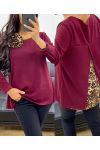 PULL-TUNIC + LEOPARD AH250282 BURGUNDY OPEN BACK BROOCH