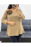 PULL-TUNIC + LEOPARD OPEN BACK BROCHON AH250282 CAMEL