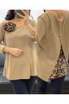 PULL-TUNIC + LEOPARD OPEN BACK BROCHON AH250282 CAMEL