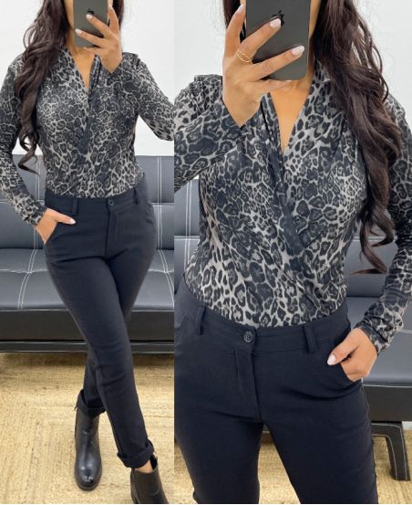 LEOPARD PRINT BODYSUIT AH250302 GREY