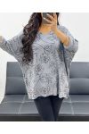 LIGHTWEIGHT V-NECK SWEATER PRINTED AH250270 GREY