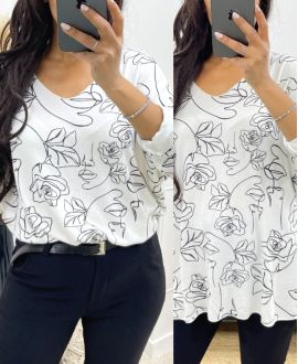 LIGHTWEIGHT V-NECK SWEATER WITH WHITE AH250270 PRINT