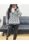 GEOMETRIC PATTERN HIGH NECK SWEATER AW935 WHITE