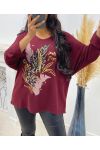 LIGHTWEIGHT SWEATER WITH GOLD AH250293 BURGUNDY PRINTING