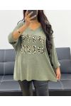 LIGHTWEIGHT V-NECK SWEATER MIO MIO AH250275 KHAKI