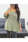 LEICHTER PULLOVER MIT V-AUSSCHNITT MIO MIO AH250275 KHAKI