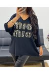 LIGHTWEIGHT V-NECK SWEATER MIO MIO AH250275 BLACK