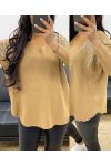 BEZSZWOWY SWETER Z DZIANINY RHINESTONE AH250205 CAMEL