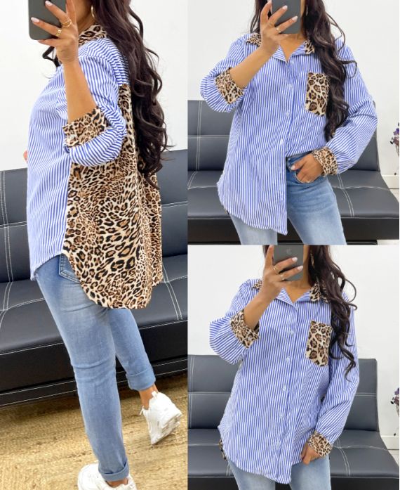 CAMICIA A RIGHE LEOPARDATE AH250309