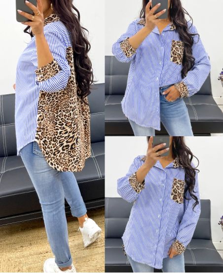 CAMICIA A RIGHE LEOPARDATE AH250309