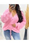 ADJUSTABLE LACE-UP SWEATER AH250334 PINK