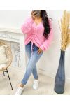 ADJUSTABLE LACE-UP SWEATER AH250334 PINK