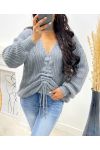 ADJUSTABLE LACE-UP SWEATER AH250334 GREY