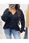 ADJUSTABLE LACE-UP SWEATER AH250334 BLACK