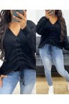 ADJUSTABLE LACE-UP SWEATER AH250334 BLACK