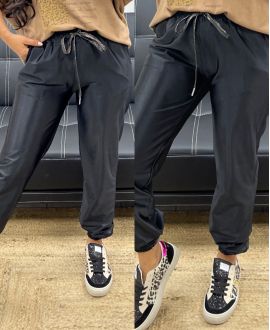 BLACK AH250337 LAMINATED PANTS