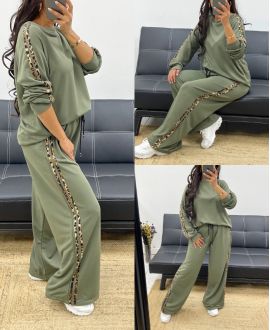 SWEATSHIRT + BROEK LUIPAARDSTREEP AH250352 KHAKI SET