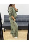 SWEATSHIRT + HOSE LEOPARDENSTREIFEN AH250352 KHAKI SET