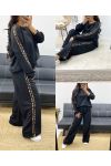 SWEATSHIRT + TROUSERS LEOPARD STRIPE AH250352 BLACK SET