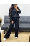 ENSEMBLE SWEAT + PANTALON EVASE RAYURES LEOPARD AH250352 NOIR