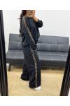 SWEATSHIRT + TROUSERS LEOPARD STRIPE AH250352 BLACK SET