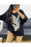 LIGHTWEIGHT SWEATER WITH GOLD AH250293 BLACK PRINTING