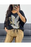 LIGHTWEIGHT SWEATER WITH GOLD AH250293 BLACK PRINTING