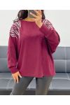 LEOPARD STRASS SCHLEIFE PULLOVER AH250292 BURGUND